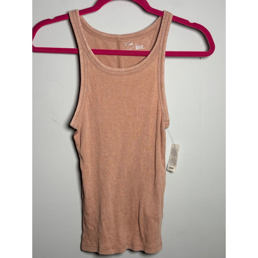 Aerie Ribbed High Neck Tank NWT Clay Pink Layering Basic Fall‎ Small